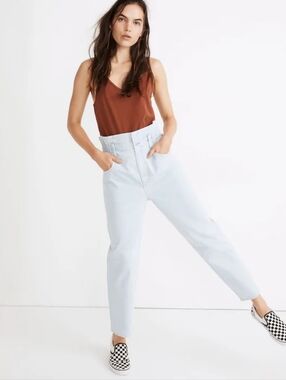 MADEWELL Paperbag Classic Straight Jeans in Broomfield Wash Comfort Stretch 31